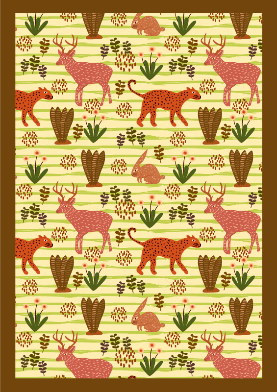 Szafari vadon élő állatok minta vinil szőnyeg állat - TenStickers