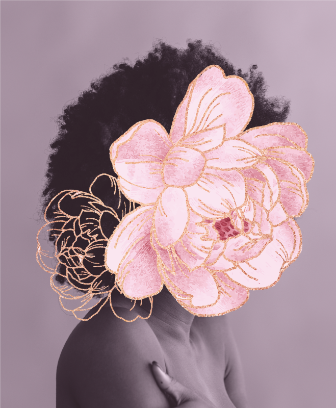 Bazsarózsa személy virágos vinil szőnyeg - TenStickers