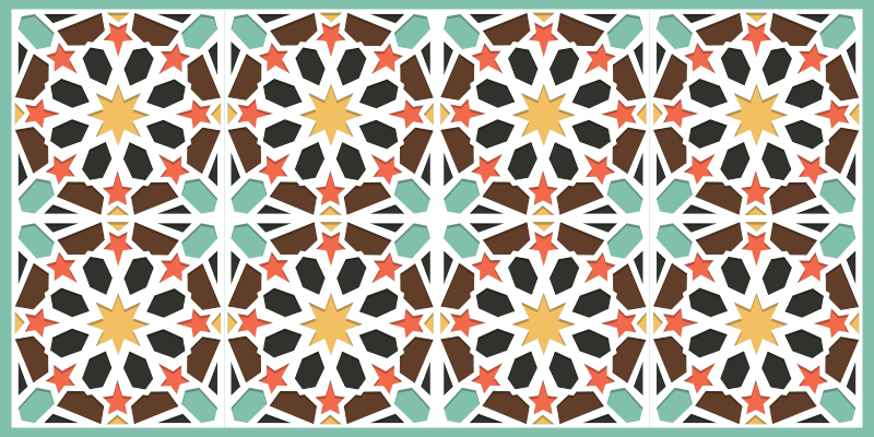 Színes csillagos csempék vinil szőnyeg csempe hatás - TenStickers