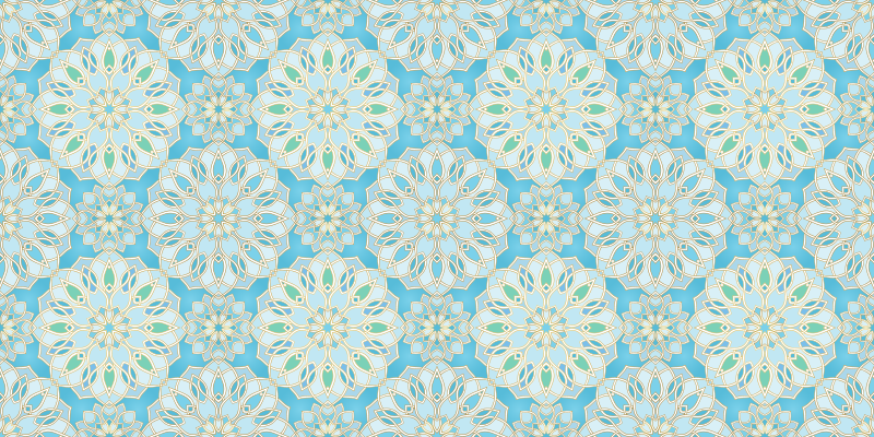 Kék bonyolult elemek vinil szőnyeg mandala - TenStickers