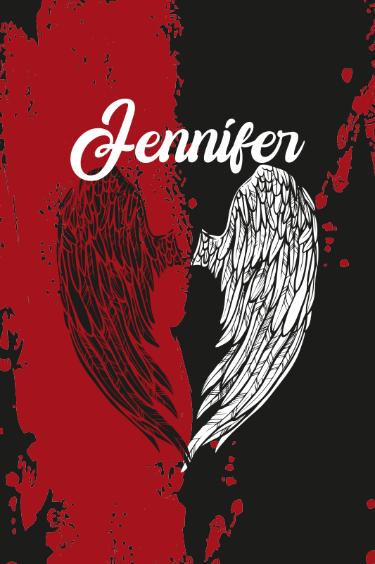 Szív alakú szárnyak névvel vinil szőnyeg tinik - TenStickers