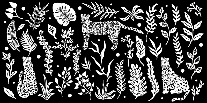 Monstera és leopárdok vinil szőnyeg természet - TenStickers
