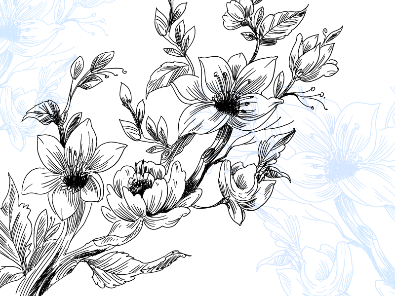 Azúrkék virág koncepció vinil szőnyeg virágok és növények - TenStickers