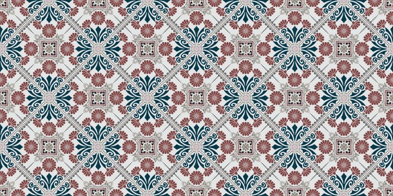 Botanikai elrendezés vinil szőnyeg csempe hatás - TenStickers