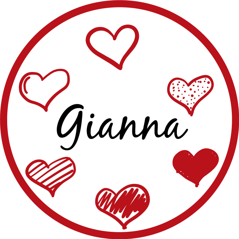 Piros szívek és név vinil szőnyeg tinik - TenStickers