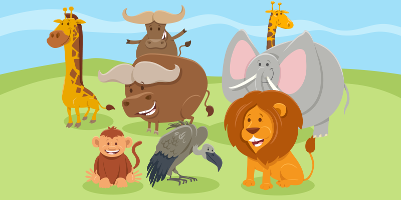 Színes állat gyerekeknek állat nyomtatott vinil szőnyeg - TenStickers