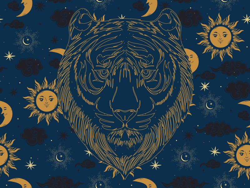 Tigris és napok vinil szőnyeg állatnyomat - TenStickers