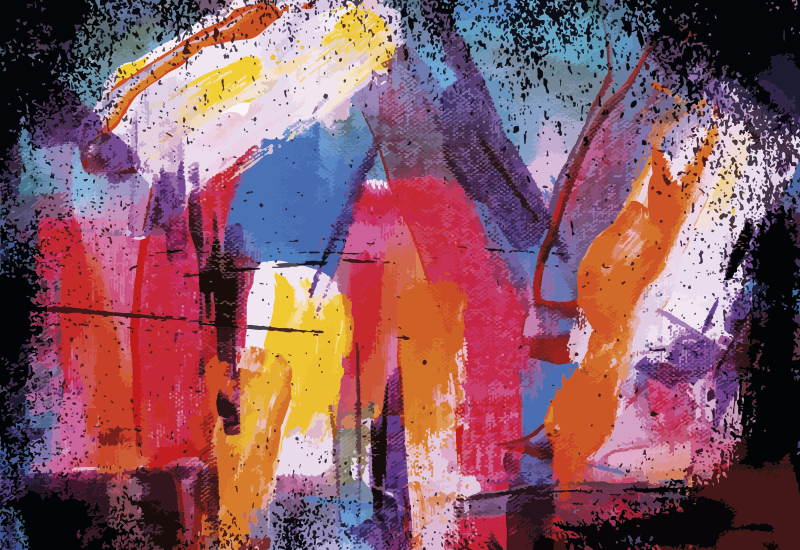 Absztrakt festék színű modern vinil szőnyeg - TenStickers