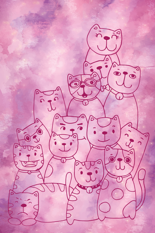 Játékos macskagyűjtés vinil szőnyeg mások - TenStickers