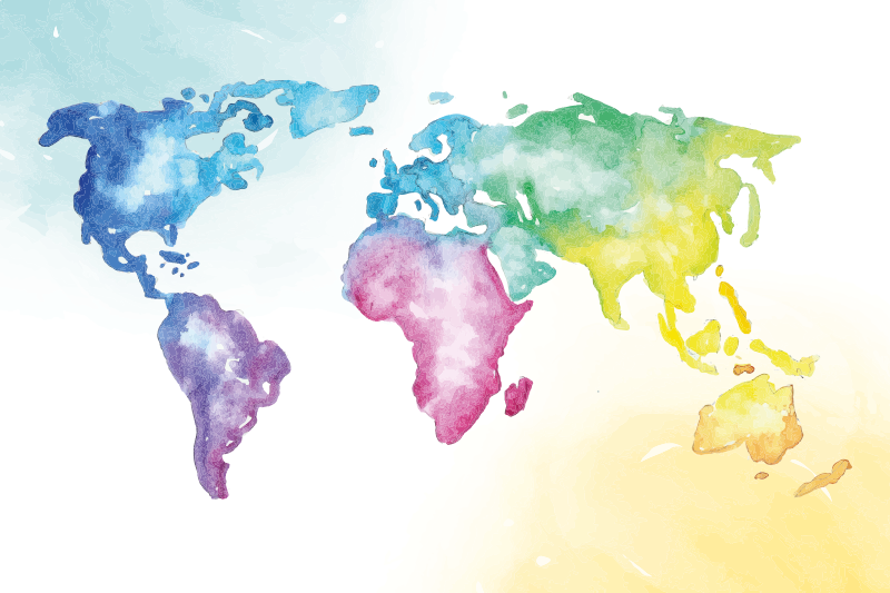 élénk globális térkép vinil szőnyeg világtérkép - TenStickers