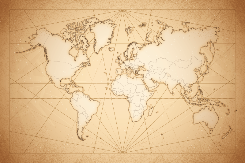 Antik bézs dizájn vinil szőnyeg világtérkép - TenStickers