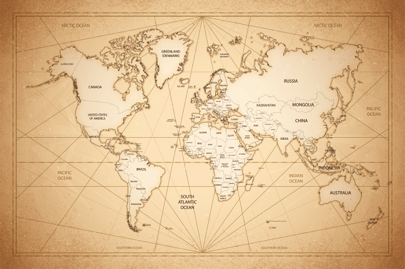 Világtérkép művészet vinil szőnyeg hálószoba - TenStickers