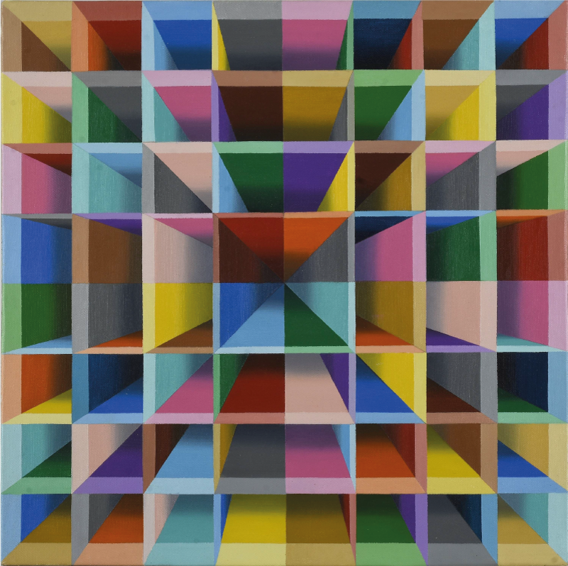 Modern művészet színes kocka lyukak modern szőnyeg - TenStickers