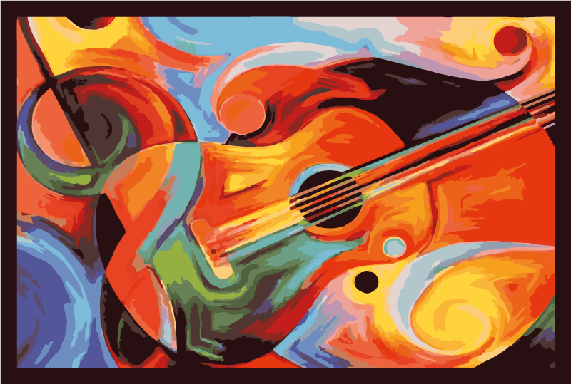 Modern művészet színes gitár vinyl szőnyeg - TenStickers