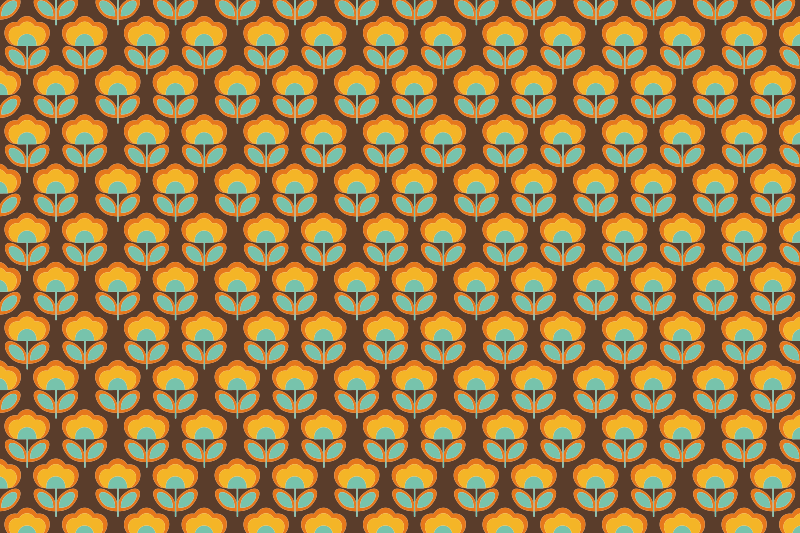 Vintage barna dizájn vinil szőnyeg virágok és növények - TenStickers