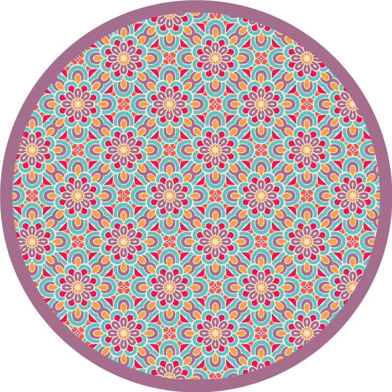 Vibráló virágmintás vinil szőnyeg mandala - TenStickers