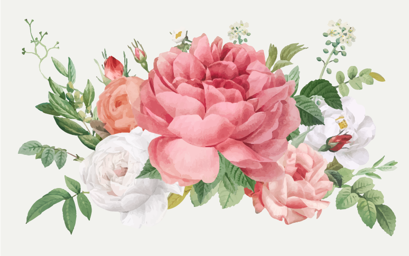 Virágok és rózsák virágos vinil szőnyeg - TenStickers