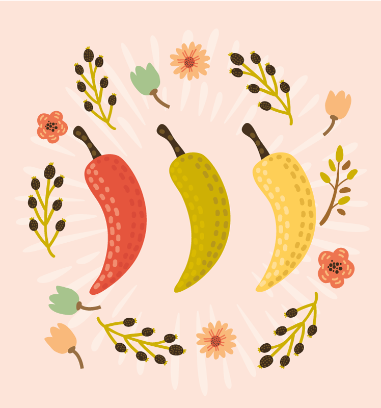 Színes chili paprika vinil szőnyeg konyha - TenStickers