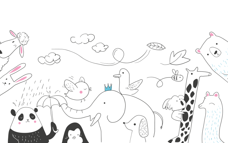 Minimalista állatbarátok vinil szőnyeg óvodák - TenStickers