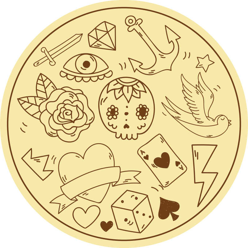 Tetoválás szimbólumok vinil szőnyeg tinik - TenStickers