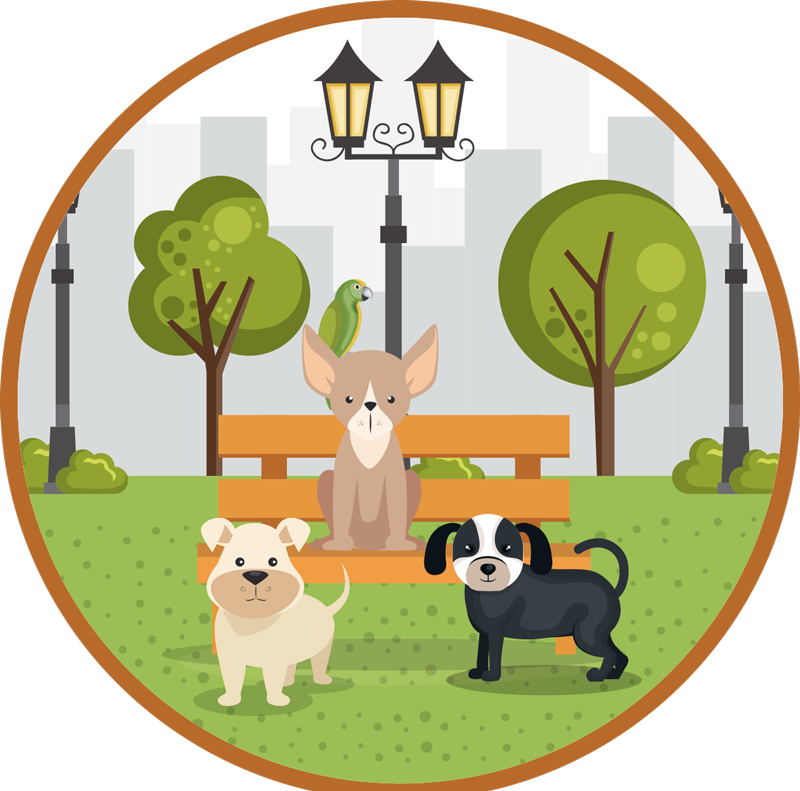 Kutyák a parkban vinil szőnyeg állat - TenStickers