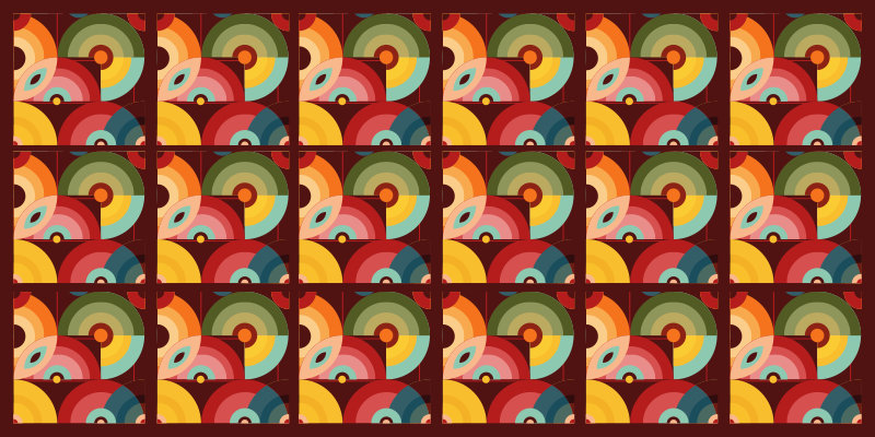 Retro színes köralakú minták vinil szőnyeg szüret - TenStickers