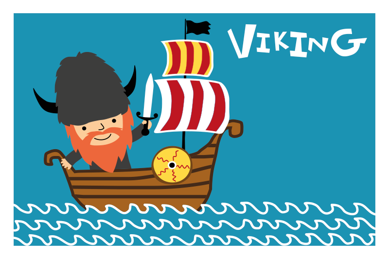 Mosolygó viking fiú sisak etnikai szőnyeg - TenStickers