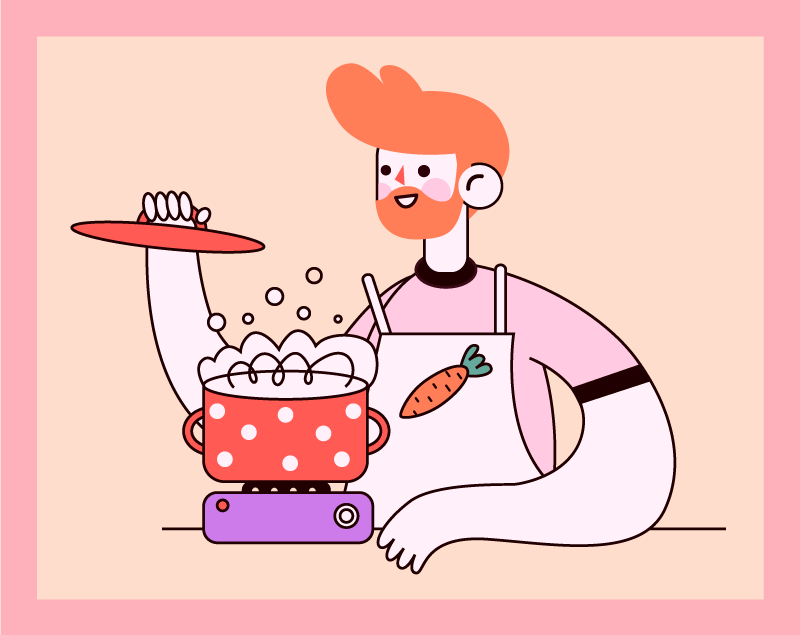 Vörös hajú férfi főz - vinil szőnyeg konyha - TenStickers