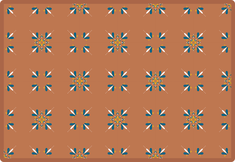 Terrakotta csempe kék mintás cserép szőnyeggel - TenStickers