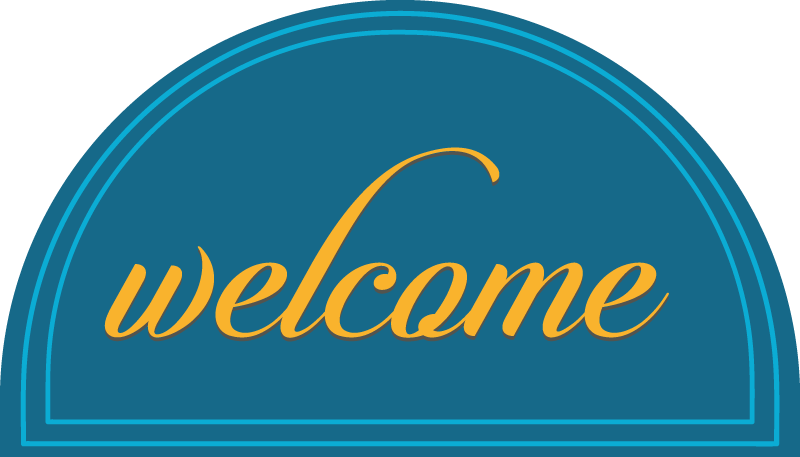 Kék üdvözlő mintás vinil szőnyeg előszoba - TenStickers