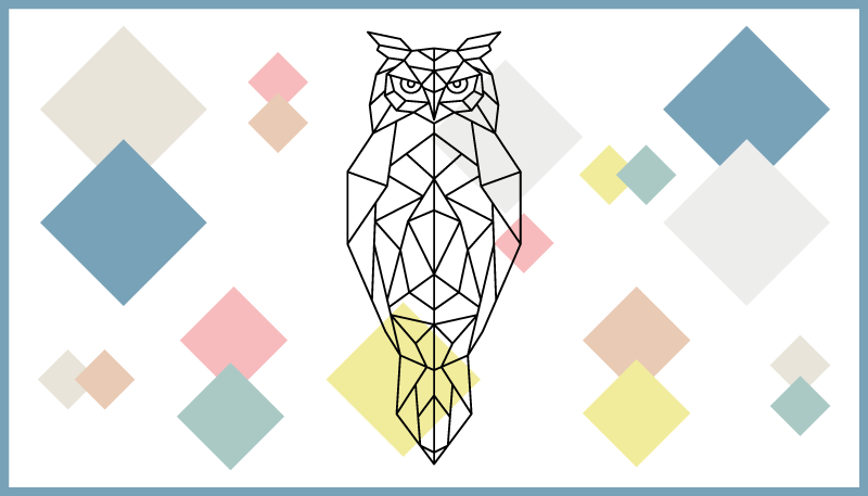 Bagoly nyomtatás geometriai alakzatokra skandináv vinyl szőnyegen - TenStickers