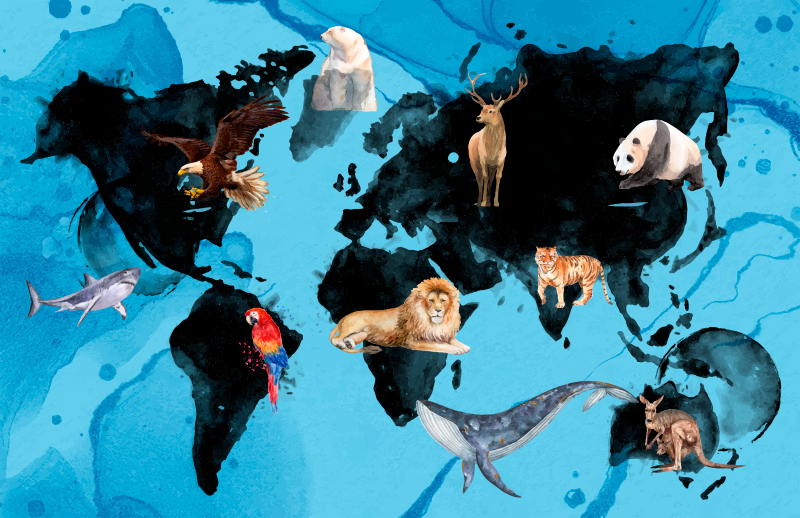 Kék és fekete vadvilág vinil szőnyeg mások - TenStickers