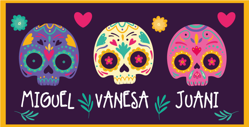 Egyedi színes koponyák Vinil szőnyeg előszoba - TenStickers