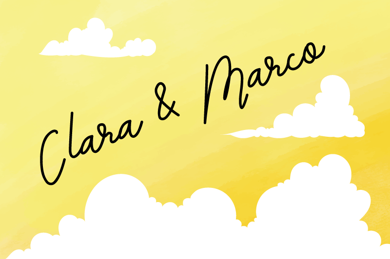 Felhős pár design Vinil szőnyeg nevekkel - TenStickers