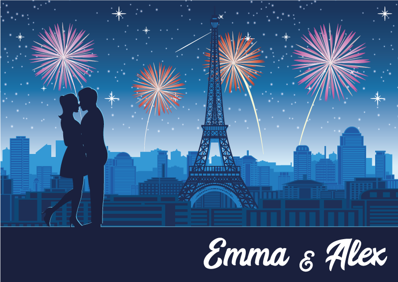 Párizsi romantika Vinil szőnyeg nevekkel - TenStickers