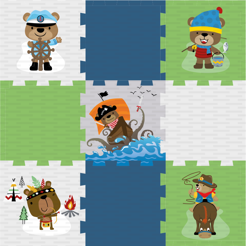 Aranyos medve kaland vinil szőnyeg mások - TenStickers