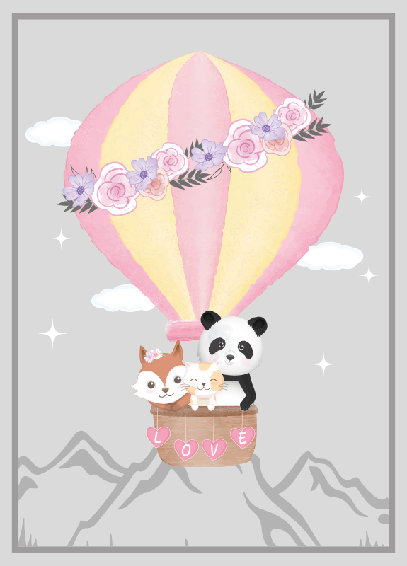 Forró levegő szerelem vinil szőnyeg gyerekek - TenStickers