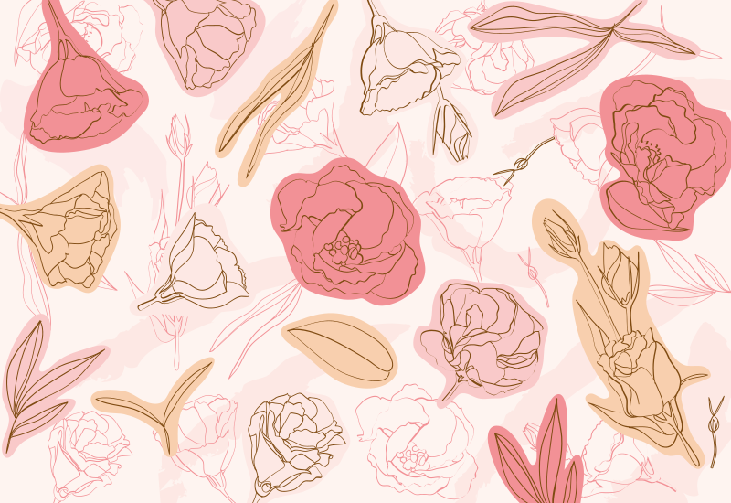 Rózsaszín és fehér rózsák virágos szőnyeg - TenStickers