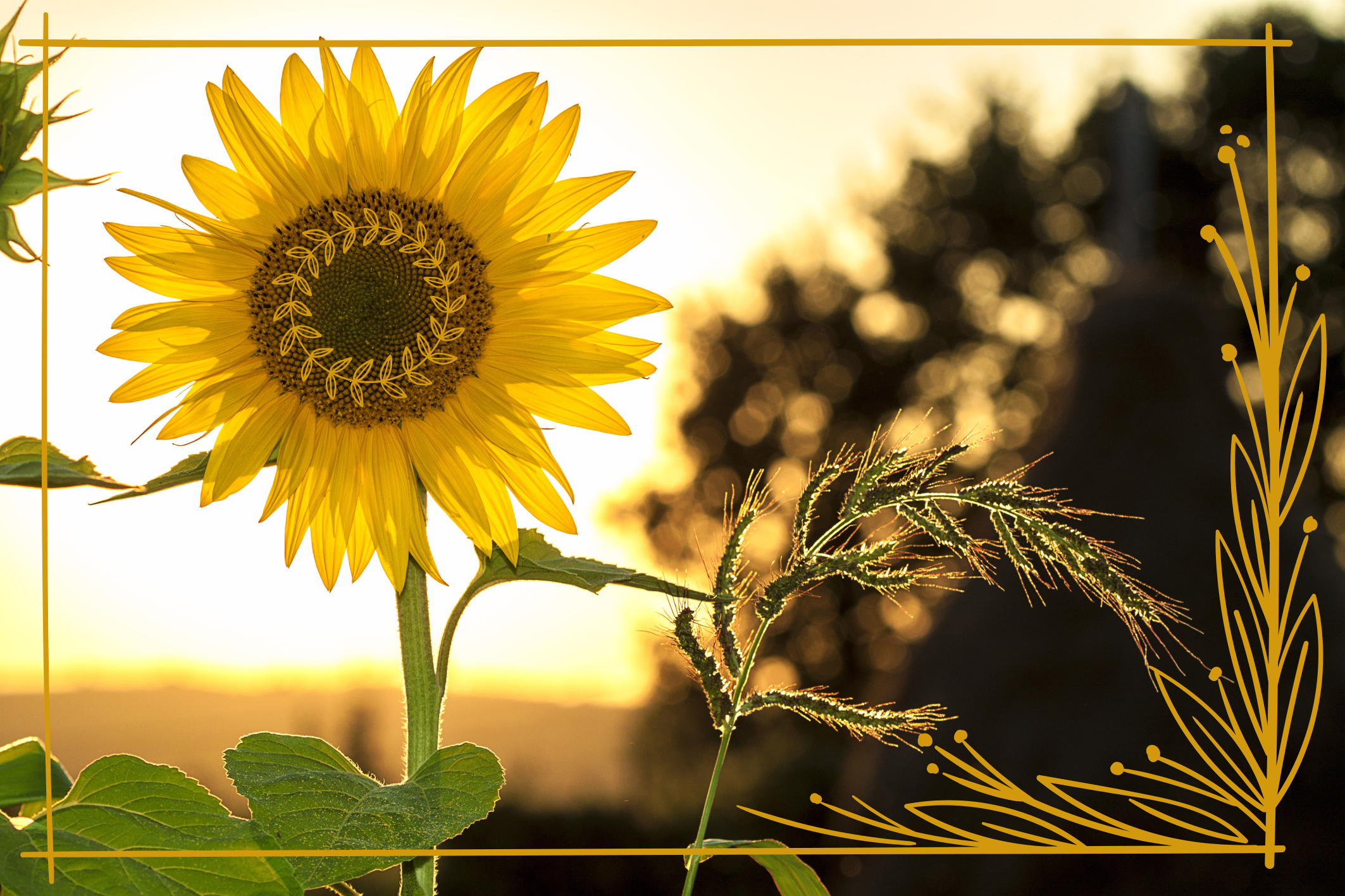 Egy napraforgó és egy mezei virágszőnyeg - TenStickers