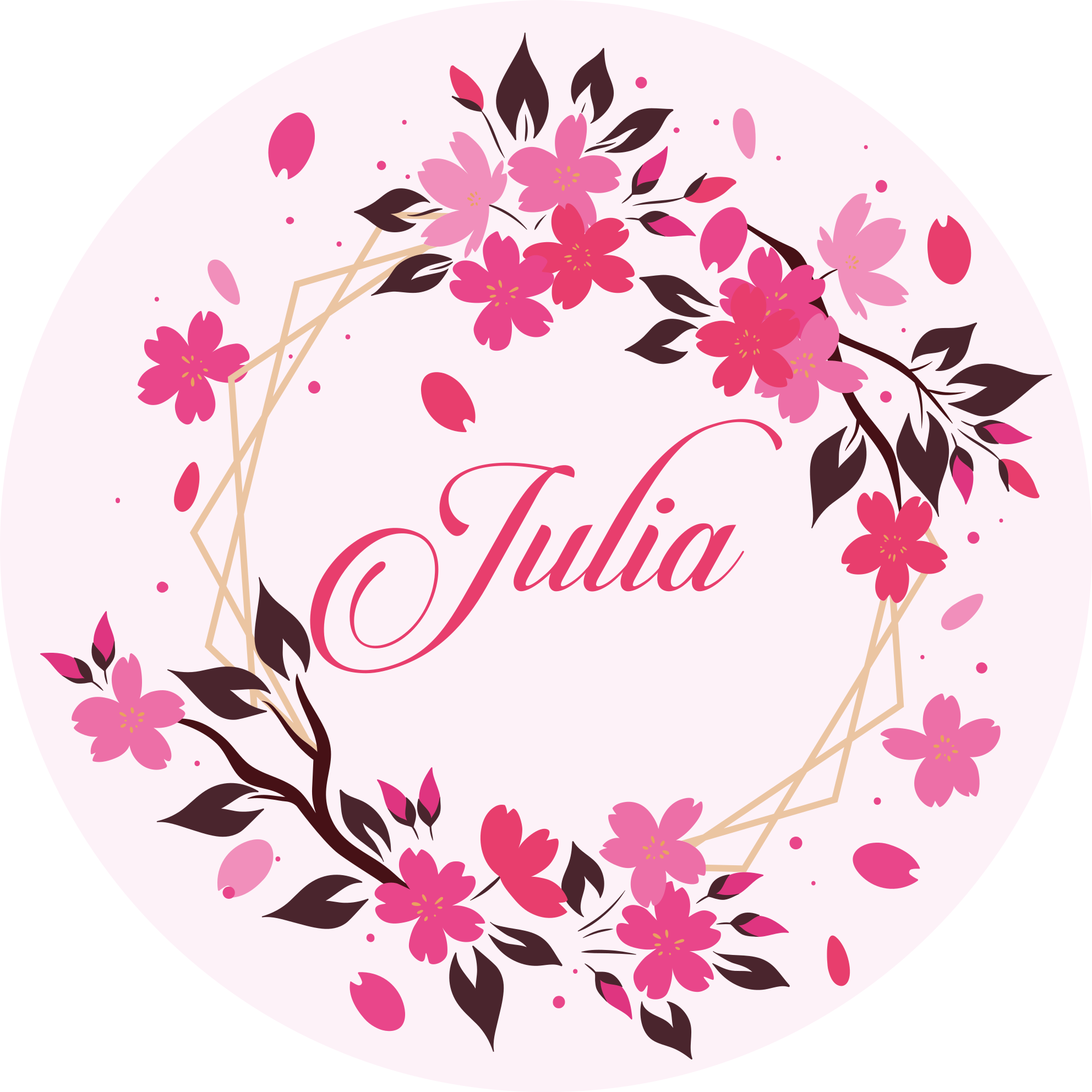 Botanikai korona névvel vinil szőnyeg hálószoba - TenStickers