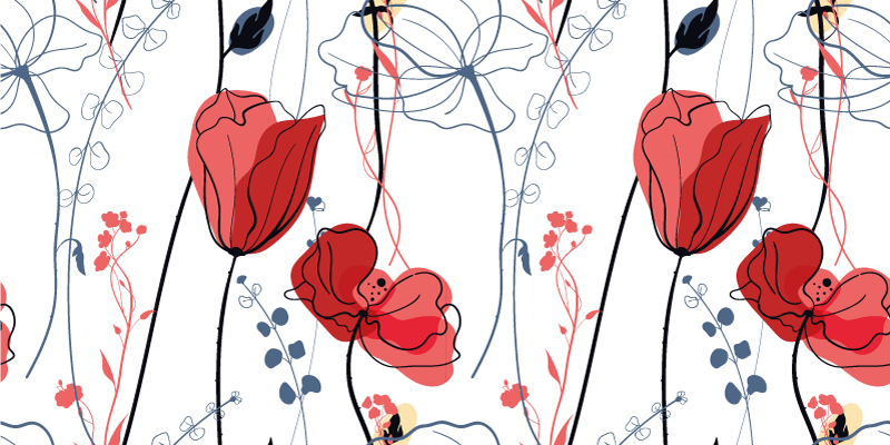 Bíborvörös virág kegyelem vinil szőnyeg virágok és növények - TenStickers