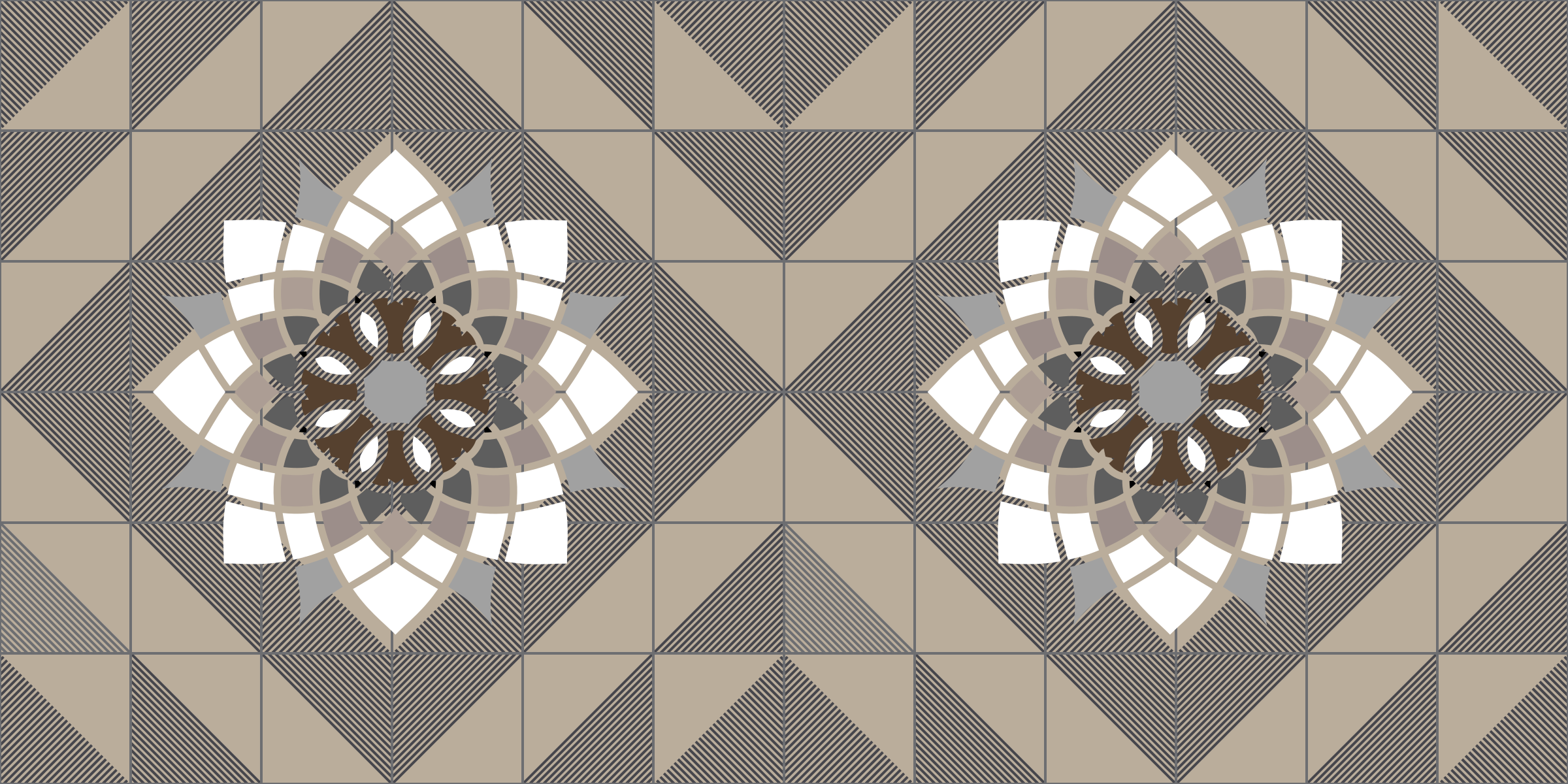 Geometrikus virágmotívum vinil szőnyeg mozaik - TenStickers