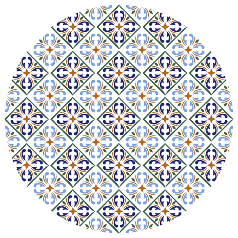 Geometrikus kék árnyalatok vinil szőnyeg csempe hatás - TenStickers