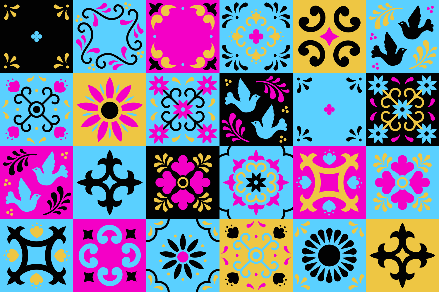 Virág színes csempe konyha padlólap - TenStickers