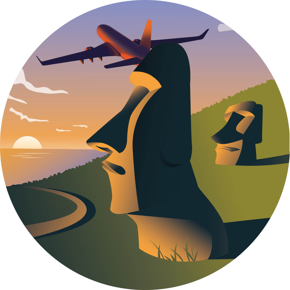 Húsvét-sziget naplemente Vinil szőnyeg kör alakú - TenStickers