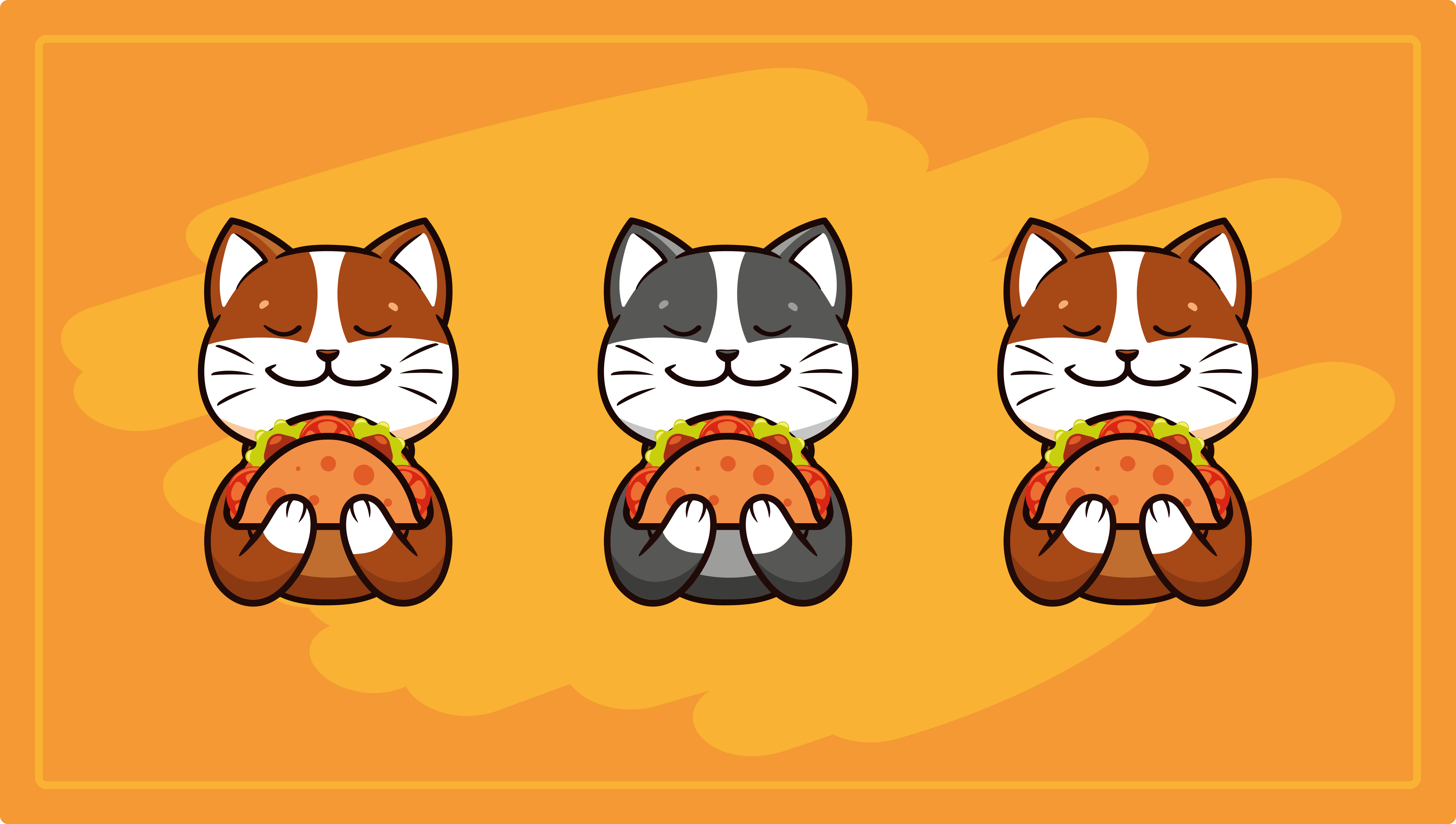 Vicces macska eszik egy taco konyha padlólapokat - TenStickers