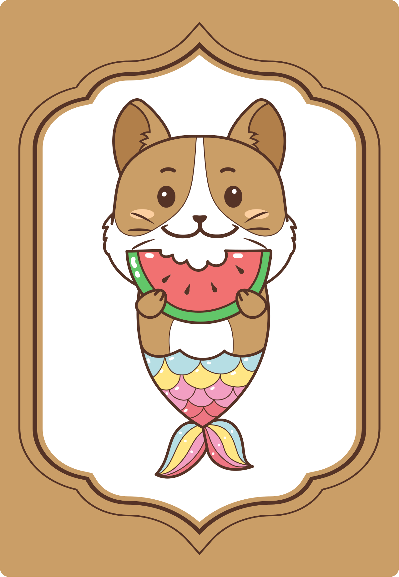 Aranyos sellő karakter vinil szőnyeg állat - TenStickers