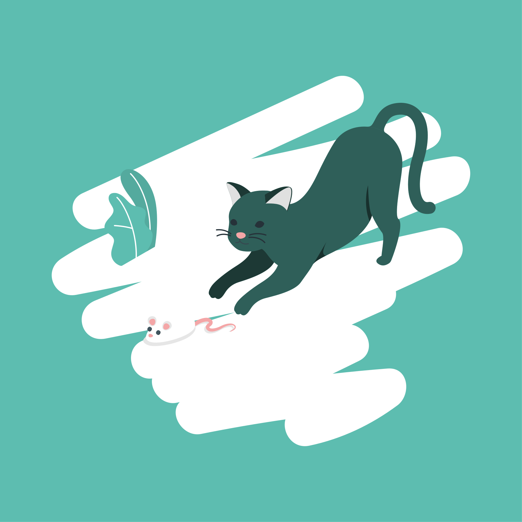 Játékos macskaüldözés vinil szőnyeg hálószoba - TenStickers