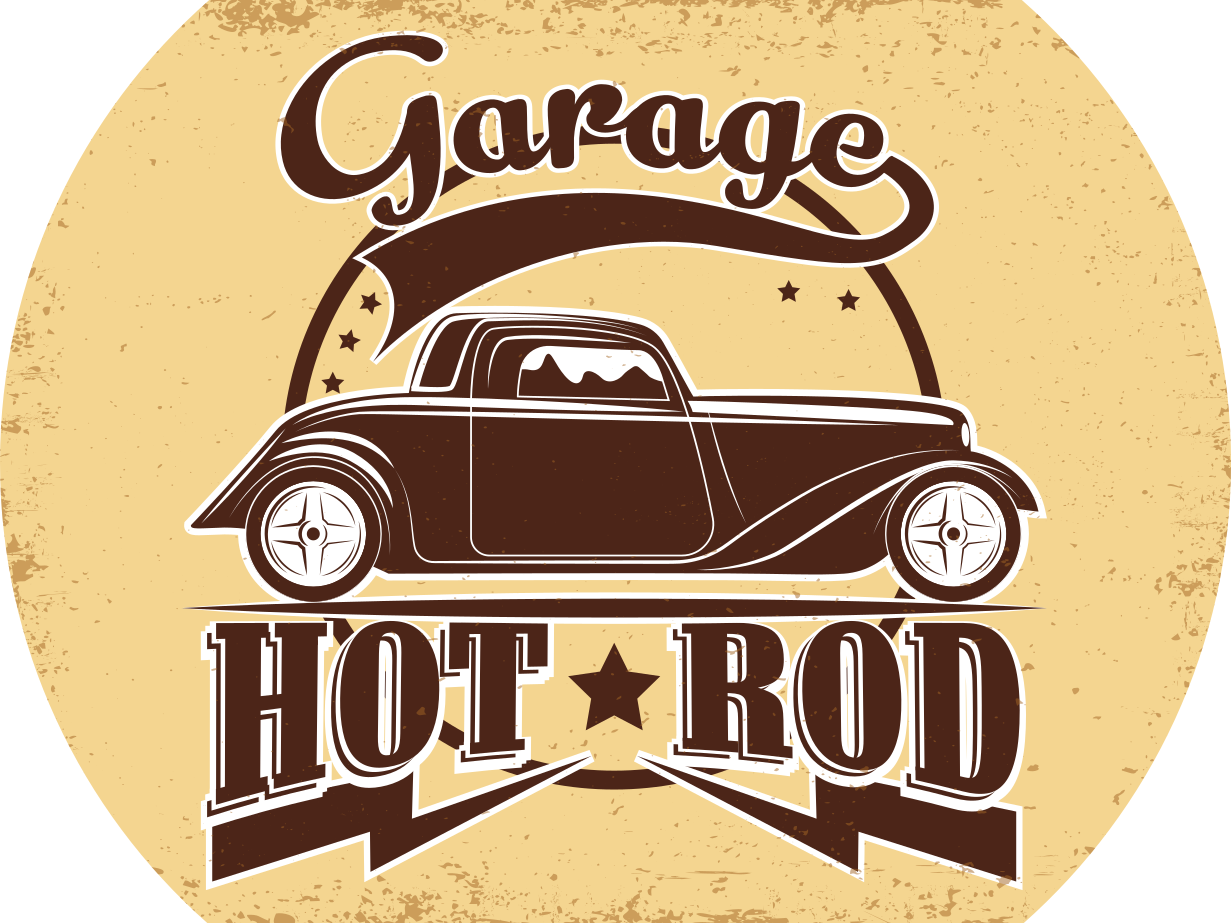 Vinil szőnyeg szüret - garázs hot rod - TenStickers