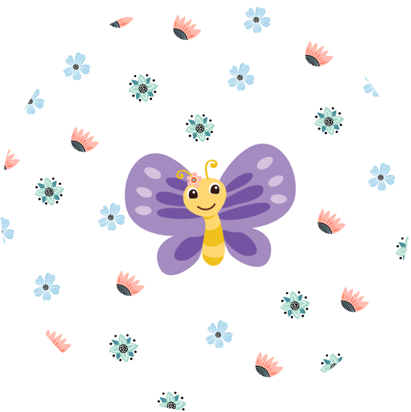 Lila pillangó design vinil szőnyeg gyerekek - TenStickers